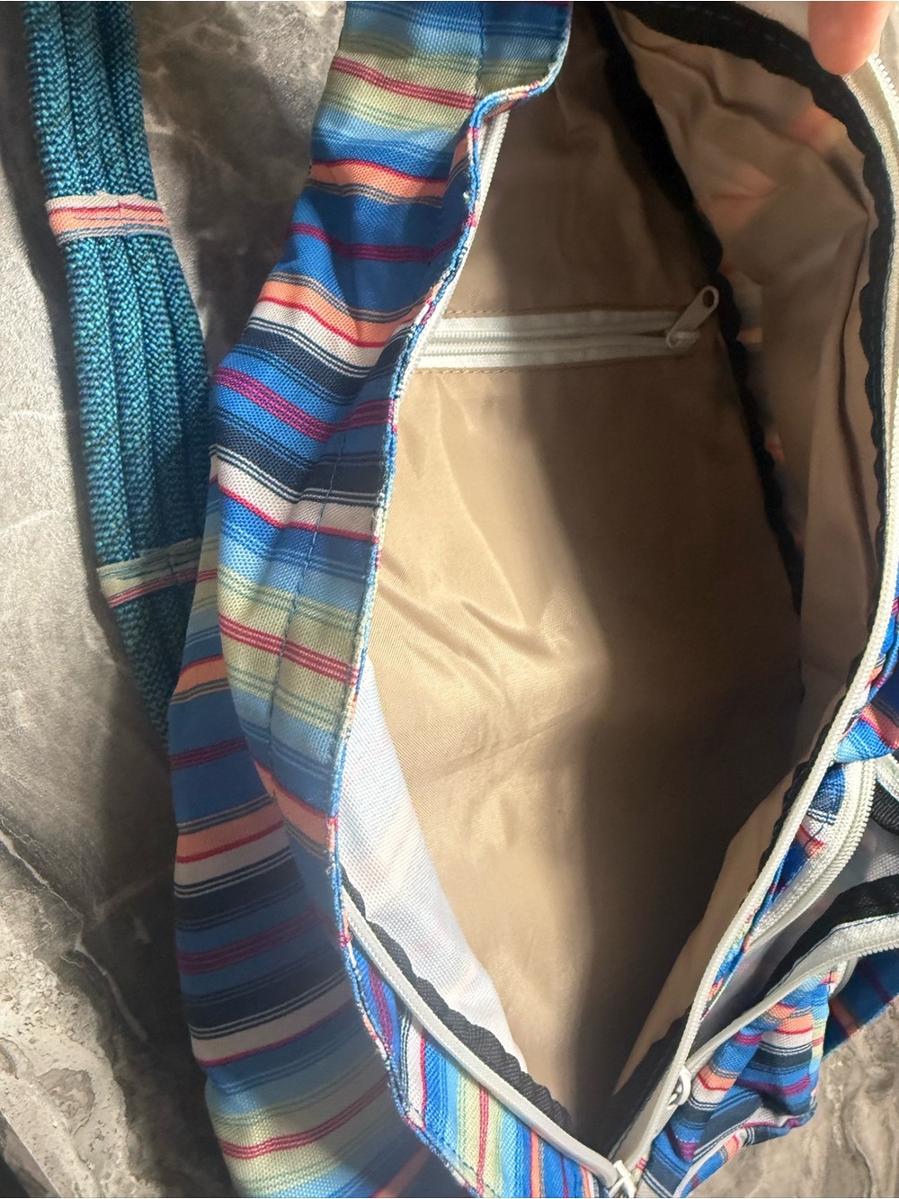 Kavu Blue Striped Hooded Jacket with Multicolor Accents - Picture 5 of 6